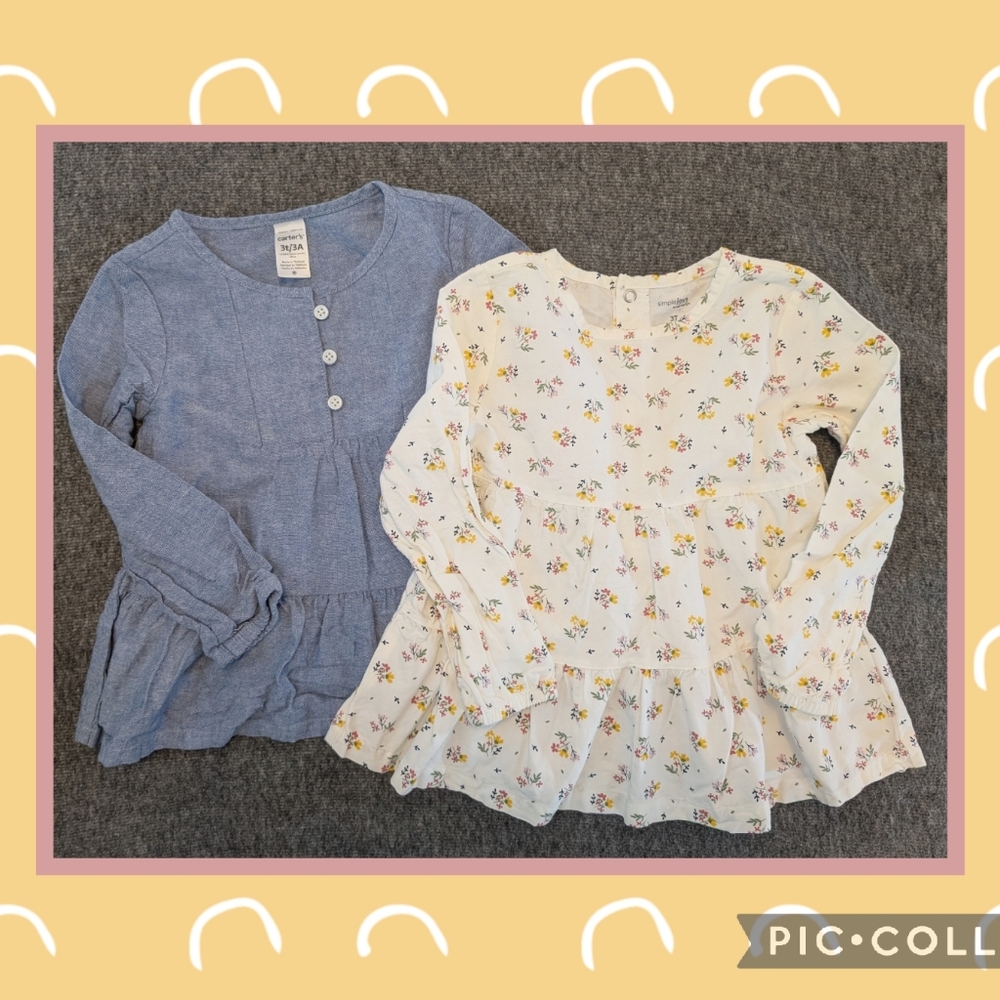Bundle: Two long sleeve tops, Chambray And Floral, Carter's, 3T